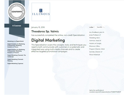 Digital Marketing Specialisation -- University of Illinois / Coursera